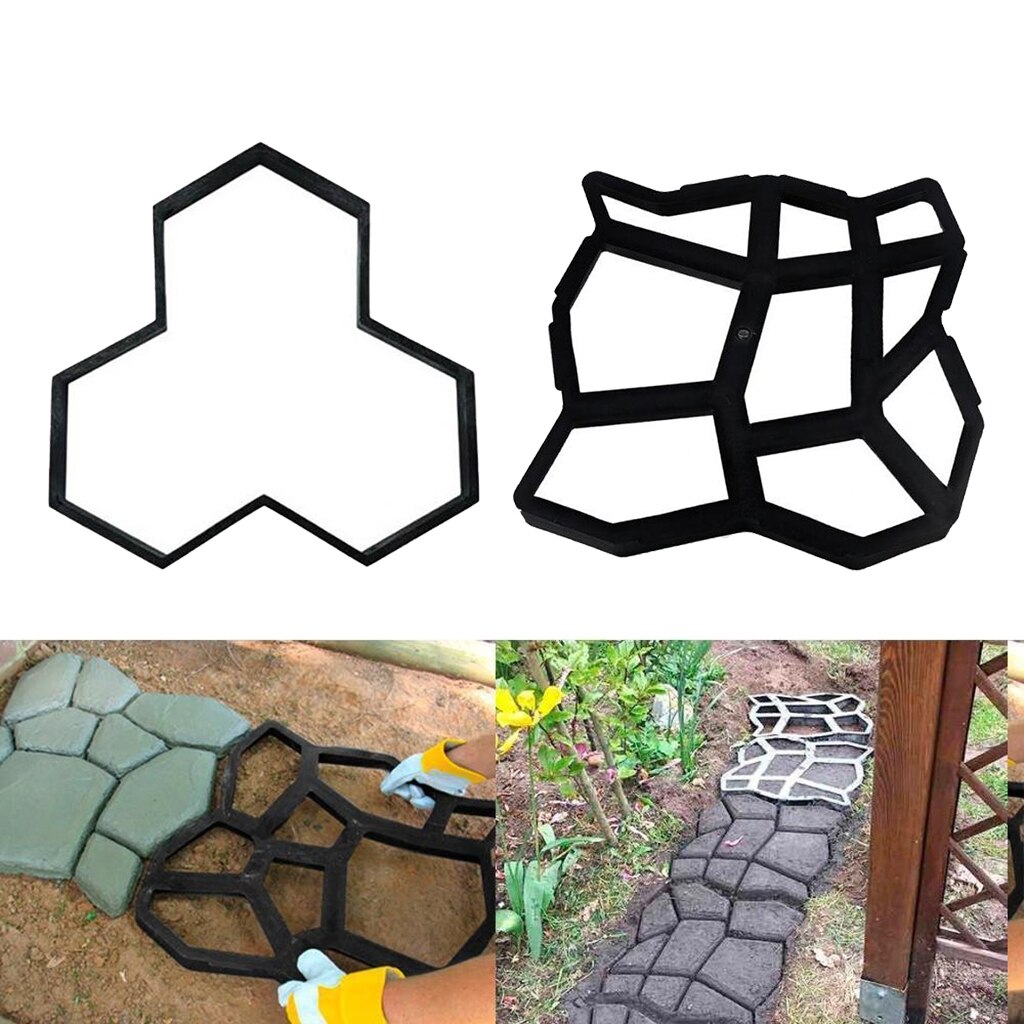 2 Pieces Garden Pathway Stepping Stones Mold Paving Driveway Mould Making