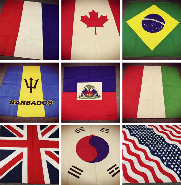 Baumwolle Flagge Serie USA UK Frankreich Südkorea Brasilien Deutschland Kanada Mexiko Punk Hüfte-hüpfen Headwear/Haar Halstuch schal Bandanas