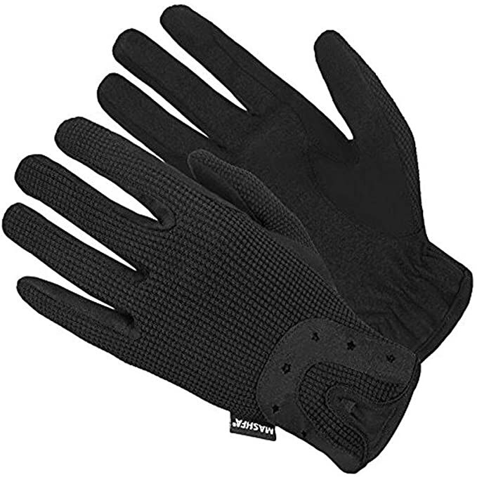 Guantes de cuero para montar a caballo para mujer, de tela de algodón, negros ecuestres, para montar a caballo