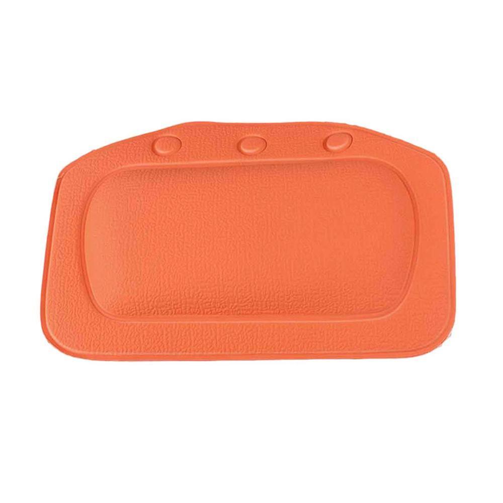 Cojín de baño SPA hogar bañera almohada PVC cuello bañera cojín de peluche para niño taza reposacabezas accesorios bañera succión baño J0D6: ORANGE