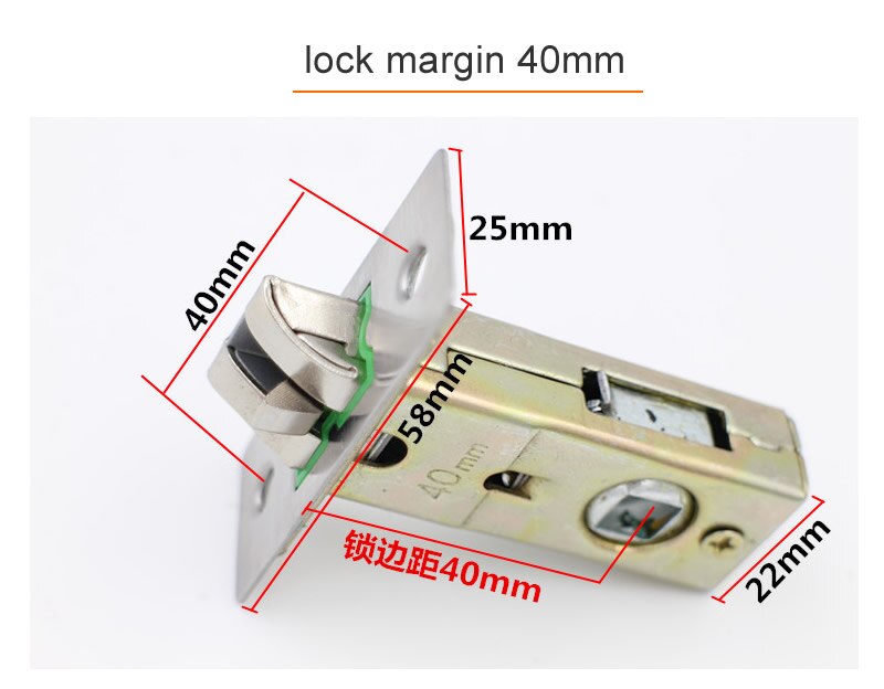 Kamer Lock Enkele Tong Slot Lichaam, Marge 50Mm, Deurslot Reparatie Onderdelen, Bathroon Deur Hardware: Margin 40mm