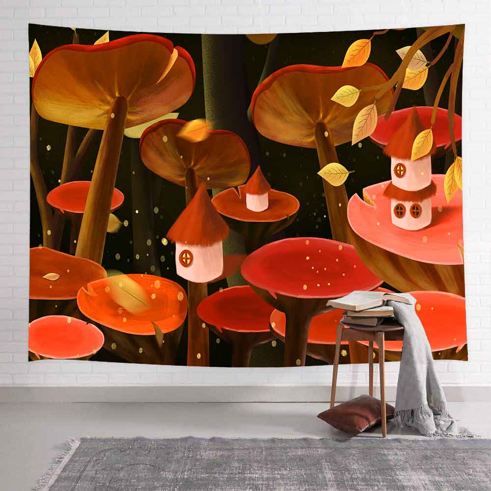 Simsant Trippy Mushroom Tapestry Great Ocean Wave Kanagawa Wall Hanging Tapestries for Living Room Bedroom Home Decor: 2TGTLSAY142