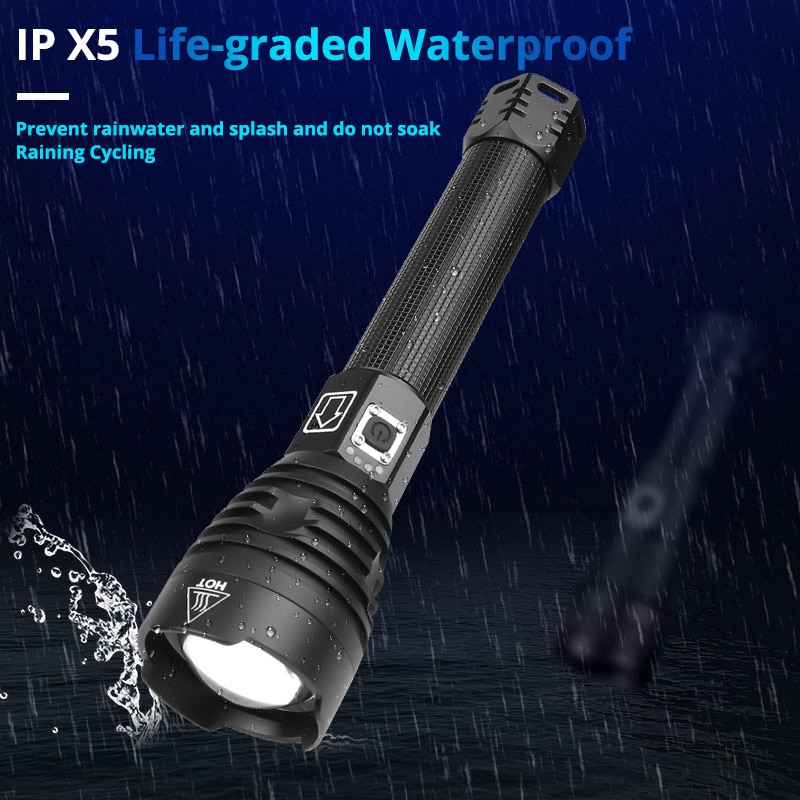 Linterna LED xlampara XHP70.2 XHP90 de gran potencia, linterna LED con USB XHP50, linterna táctica con Zoom, batería recargable de 18650 26650