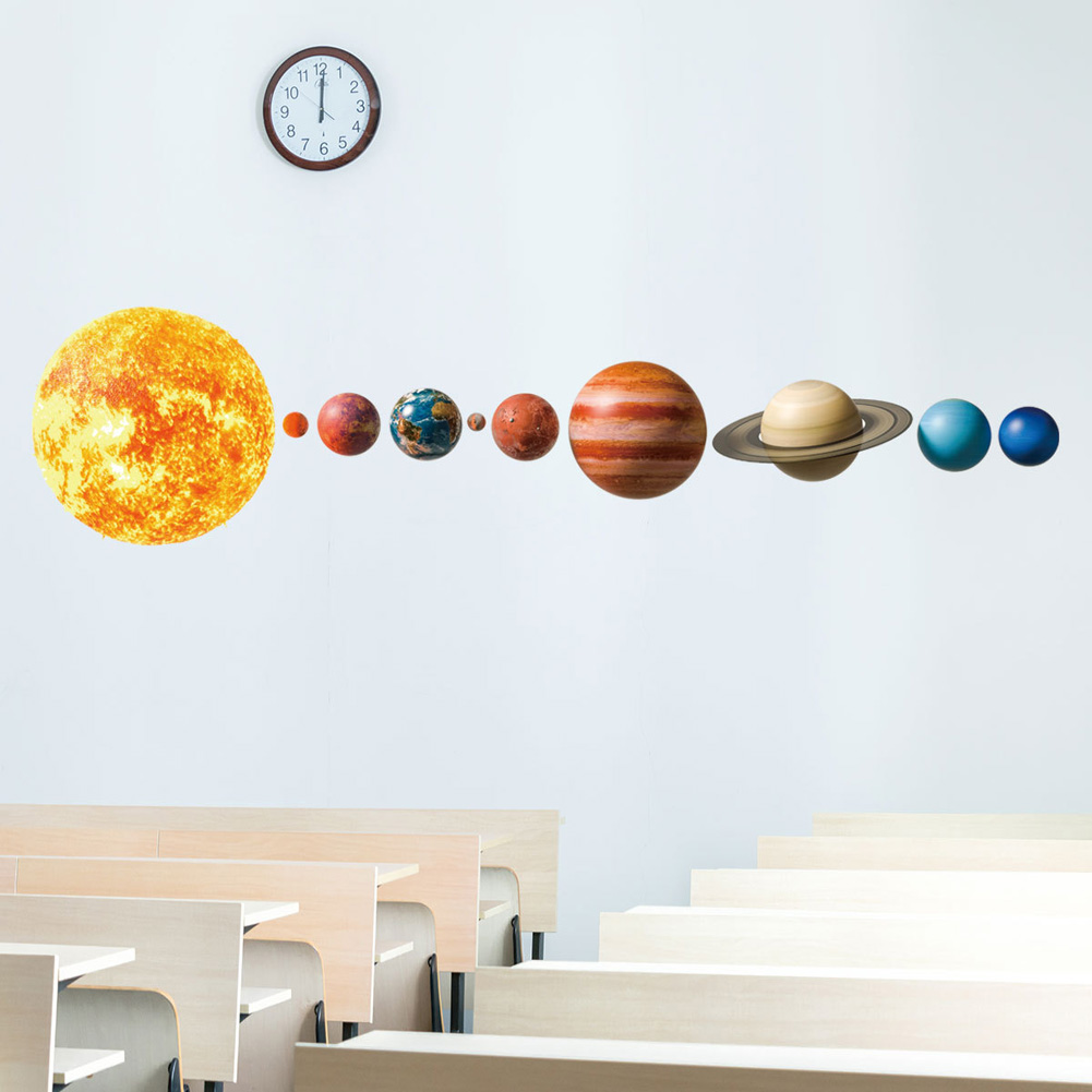Solar system planet 3D Wall Sticker for Kids rooms Background wall decoration home wallpaper nursery Mural stickers