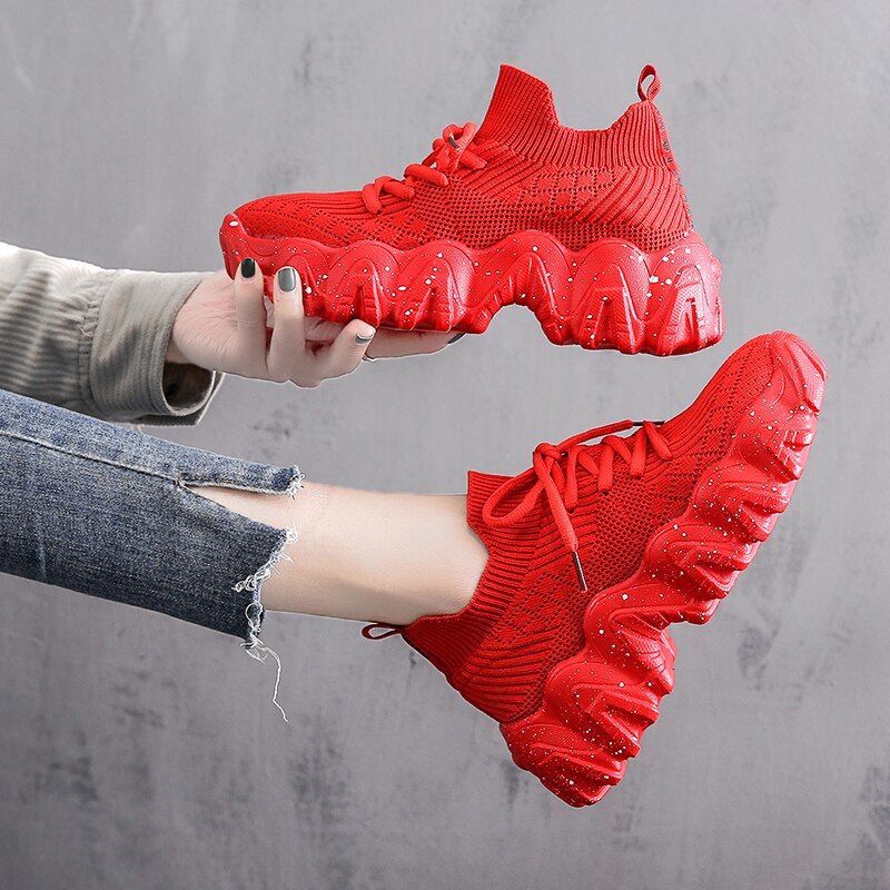 Newdiscvry åndbare kvinders platform sneakers kvinder chunky sko dame sneakers afslappet kvindefodtøj