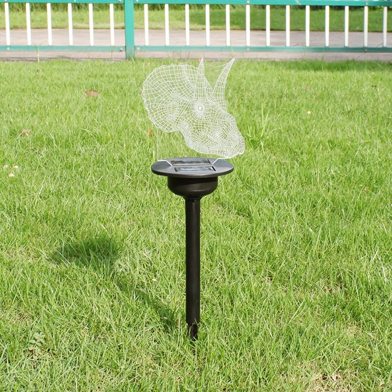 Solar Powered LED Light Transparent Acrylic Outdoor Garden Lawn Pathway Landscape Lamp D6: Triceratops