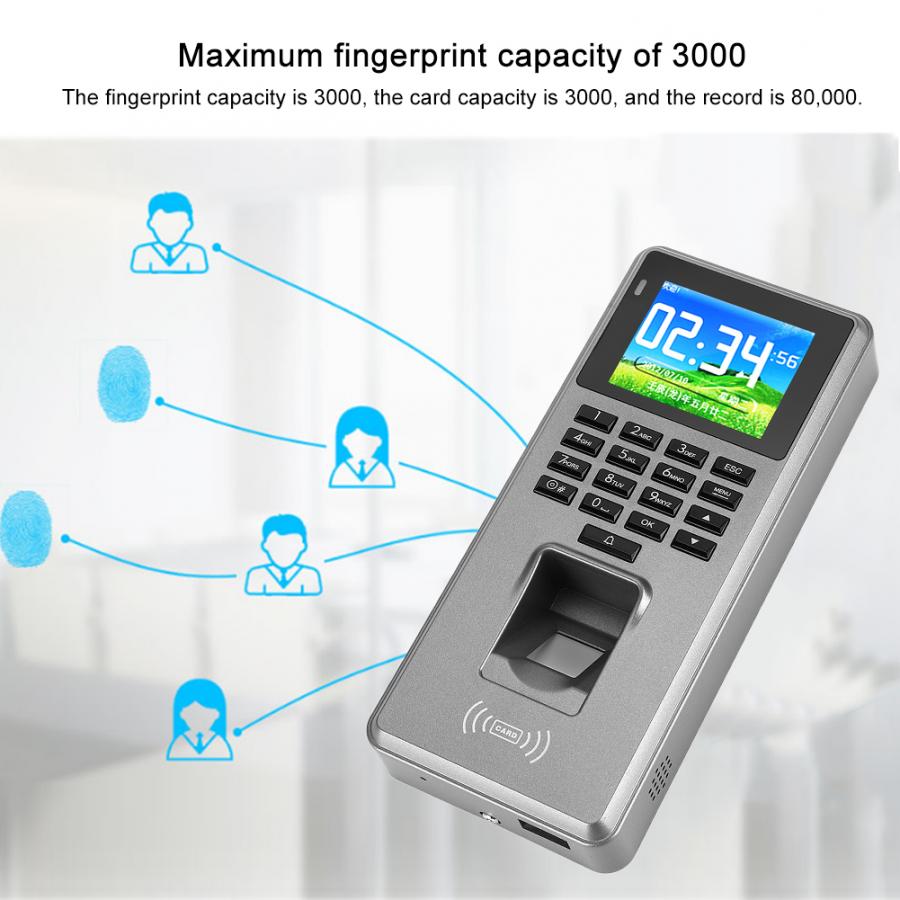 Sistema de Control de Acceso RFID para la máquina de asistencia de 125KHz TFT Wiegand 26 huellas dactilares contraseña