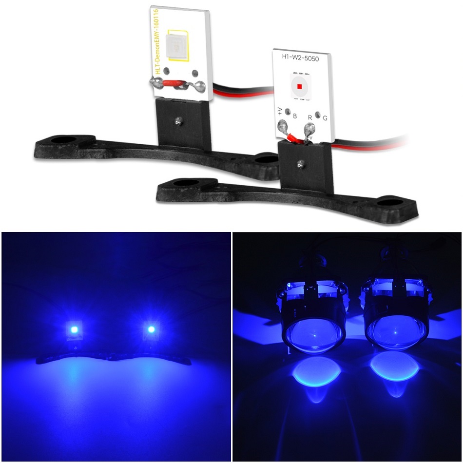 RACBOX LED Devil Eyes Demon Eye For Headlight Projector Lens DIY Red Blue Green DRL Car Retrofit Styling: Blue