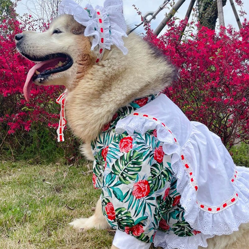 Pet Uniform Accessories Maid Outfit Dog Dress Pet Clothes for Medium Large Dogs Costume Labrador Golden Retriver Large Dog Dress