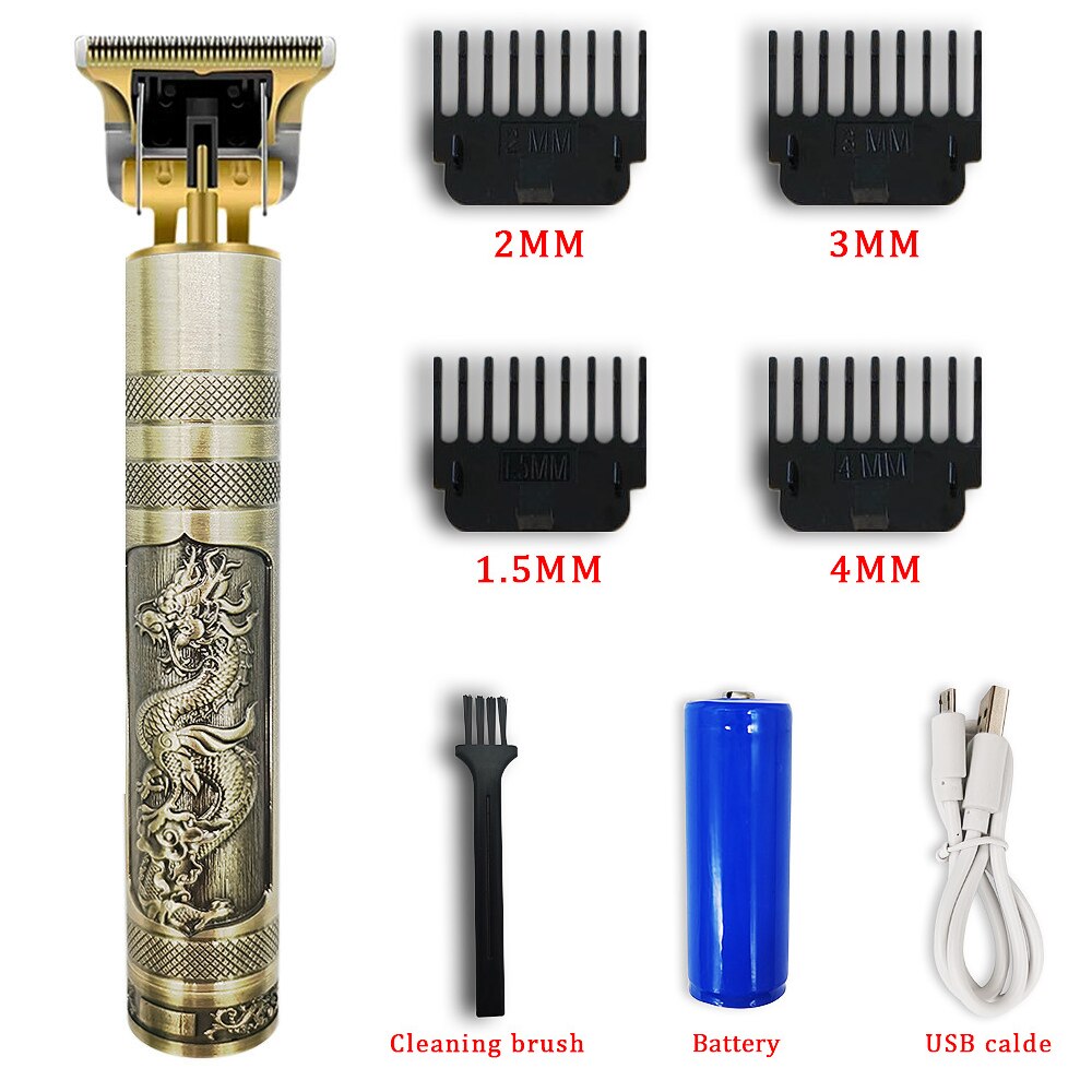 USB Rechargeable Ceramic Hair Trimmer Barber Hair Clipper Machine Hair Cutting Beard Trimmer 0.0mm Bald Haircut Men Styling Tool: Dragon