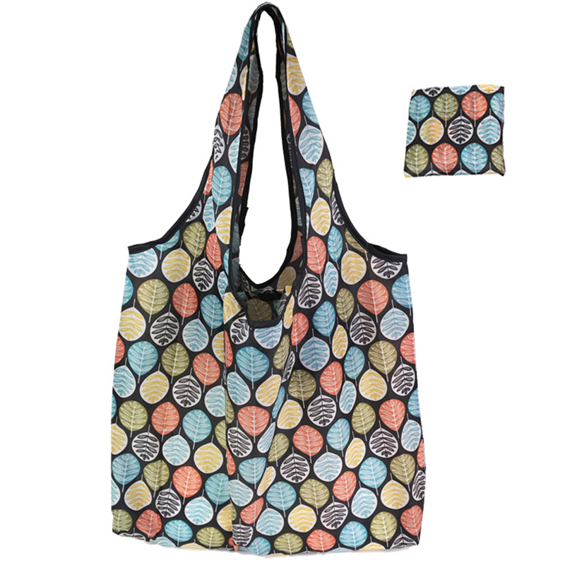 Bolsas de compras reutilizables para mujer, bolso de mano plegable de tela portátil, bolsa de comestibles ecológica, bolsos de mano plegables de gran capacidad para frutas y verduras: Negro