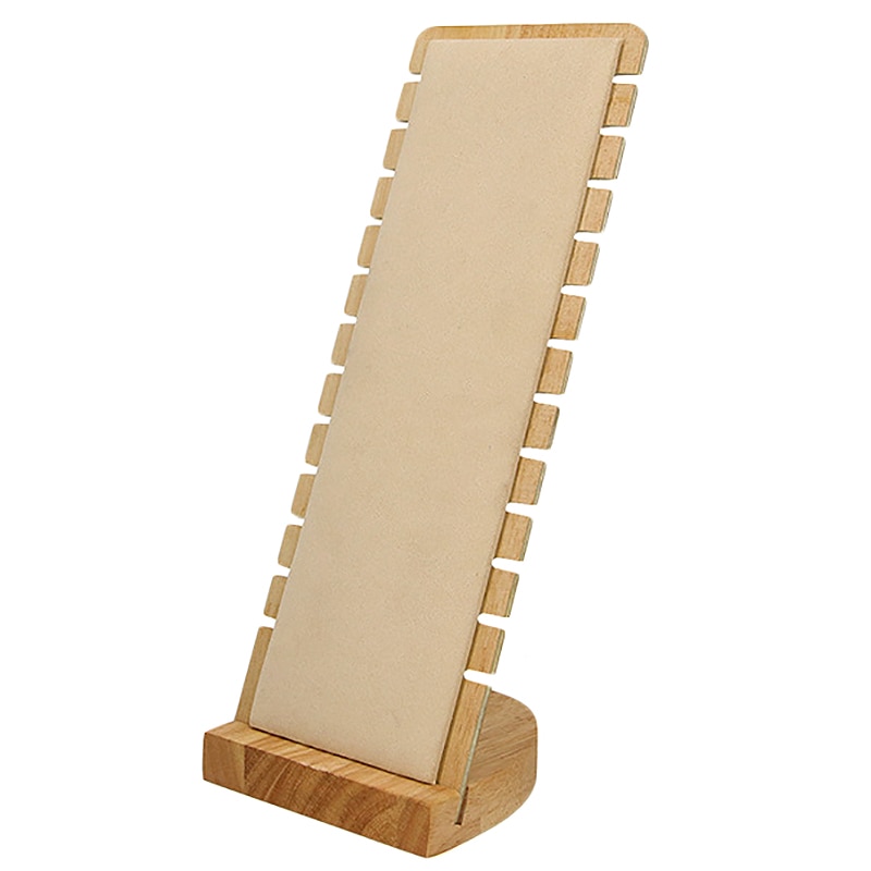 12 Bit Bambus Schmuck Sammlung Display Halskette Ohrringe Armbänder Ringe Lagerung Display Halterung Halter Schaufenster Organizer: Beige