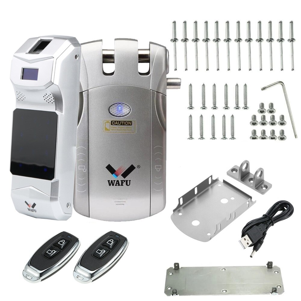 WAFU-cerradura inteligente con huella dactilar para puerta de entrada, dispositivo de cierre remoto Invisible, sin llave, antirrobo, con teclado y huella dactilar, WF-010B
