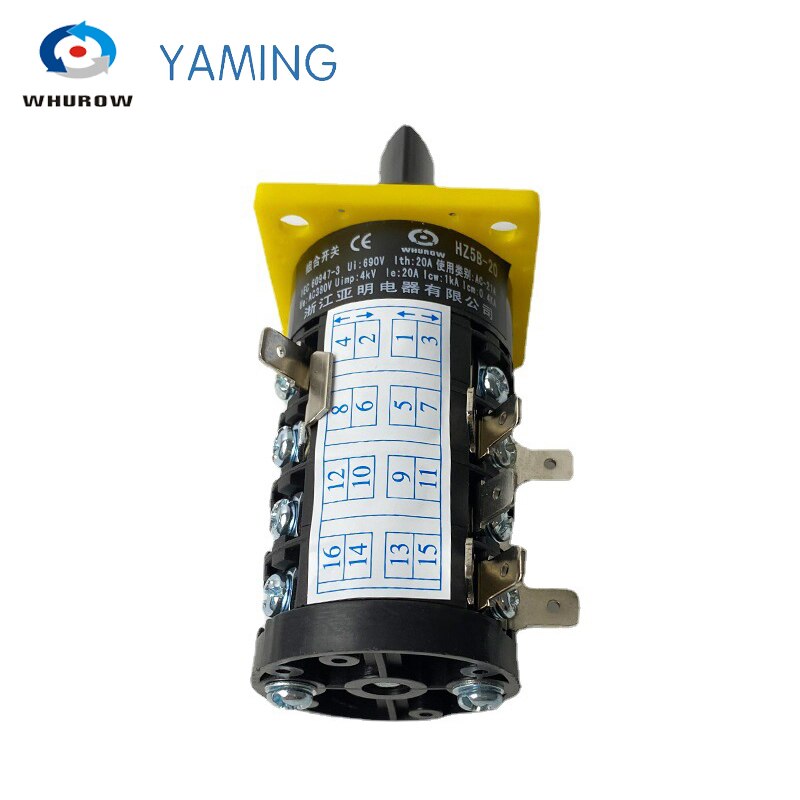 3 Position Rotary Switch HZ5B-20/4DG 4 Pole 20A Control Motor Gear Cam Switches Selector Manufacturer