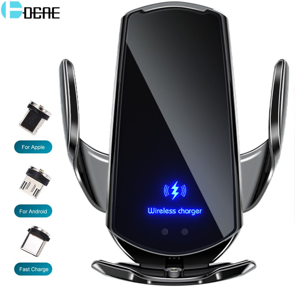 Caricabatterie Wireless automatico per auto Qi 15W per iPhone 12 11 XS XR X 8 supporto per telefono con sensore a infrarossi USB magnetico Samsung S20 S10