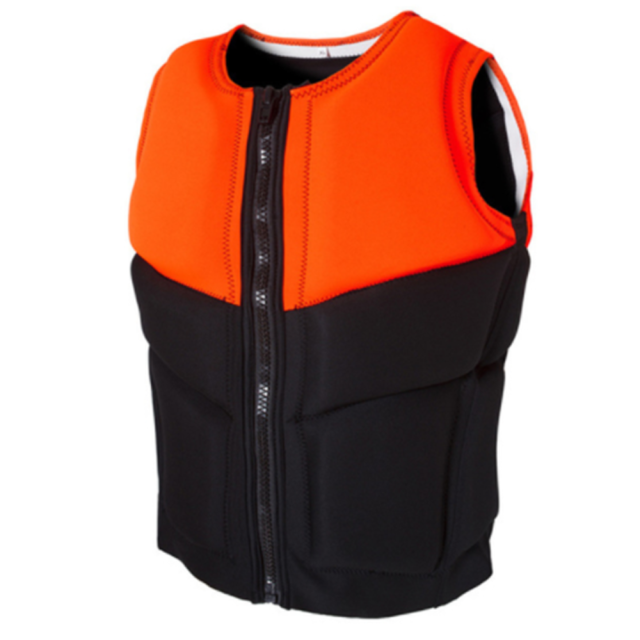 Adult life jacket, buoyancy vest, snorkeling, fishing, motorboat, anti-collision swimming vest, safety life vest: Orange black no logo / S 45-55KG