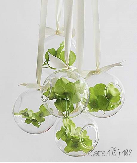 Globe transparent en verre rond à suspendre en 6/8/10cm, 8 pièces, Terrariums à plantes, boules de fleurs, Vase de fleurs pour décorations de mariage, à monter soi-même
