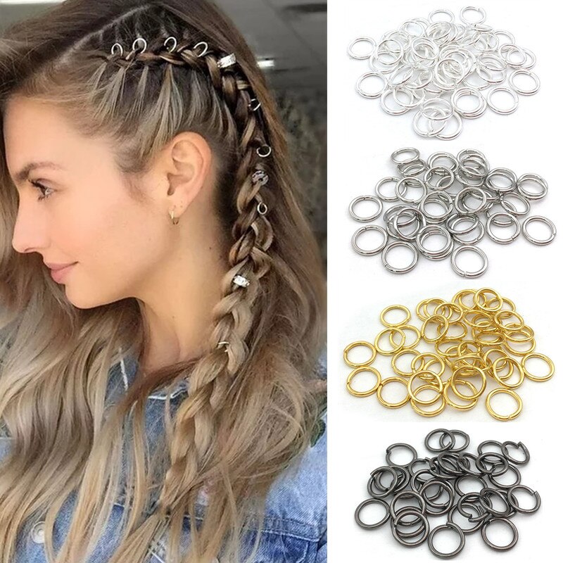 Ensemble de 200 anneaux de cheveux tressés, 0.8x8mm, petite ouverture, perle, Dreadlock, Clip, tresse pour tresses africaines, accessoires décoratifs