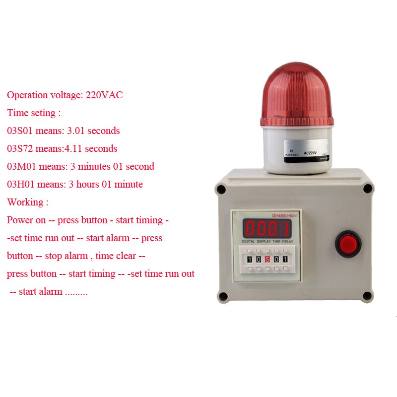 Timing alarm device Timing reminder sound and light run out Time alert warning device