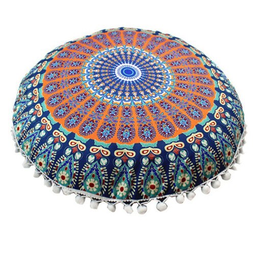 Chique ronde indiase mandala-patroon kussensloop bohemian kussens magische kleurrijke stijl kussensloop: Rood