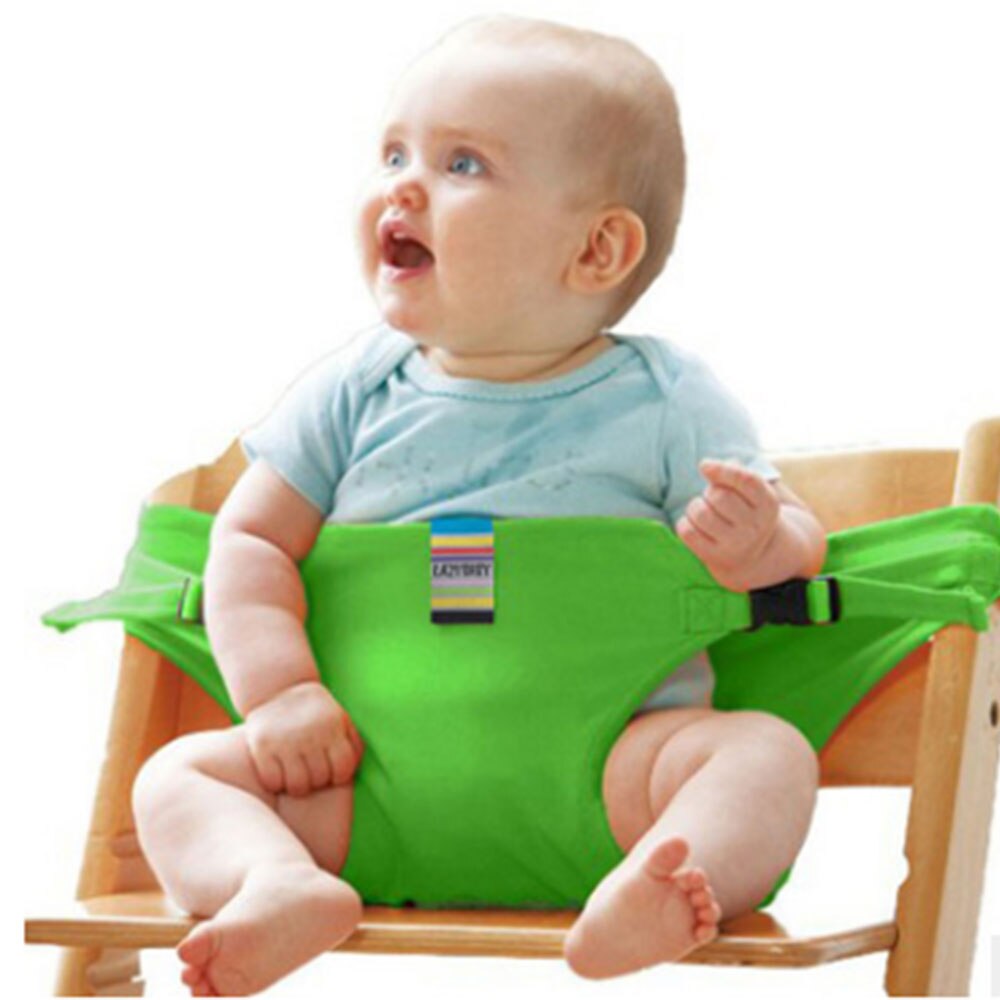 Baby højstol sikkerhedssele autostol beskyttelsesstropper spisning frokost stol sæde sikkerhedssele stretch wrap fodring stol sele: Grøn