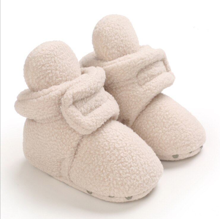 Baby vinterstøvler baby pige drenge vinter varme sko solid toddler first walkers børn vinter sko 0-18m: Khaki / 0-6 måneder