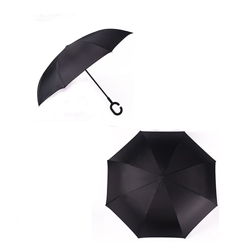Paraguas reversible de doble capa con vástago largo y resistente al viento para hombre y mujer, sombrillas invertidas para coche de Golf, Estilo libre