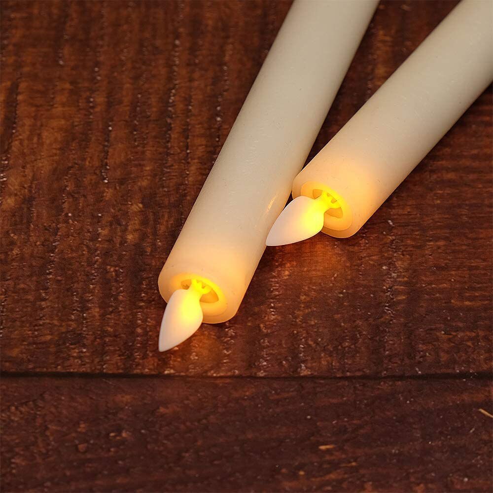 1 Pieces Yellow Light Moving Wick Taper Bougie Led With Remote And Timer Dancing Battery 5023