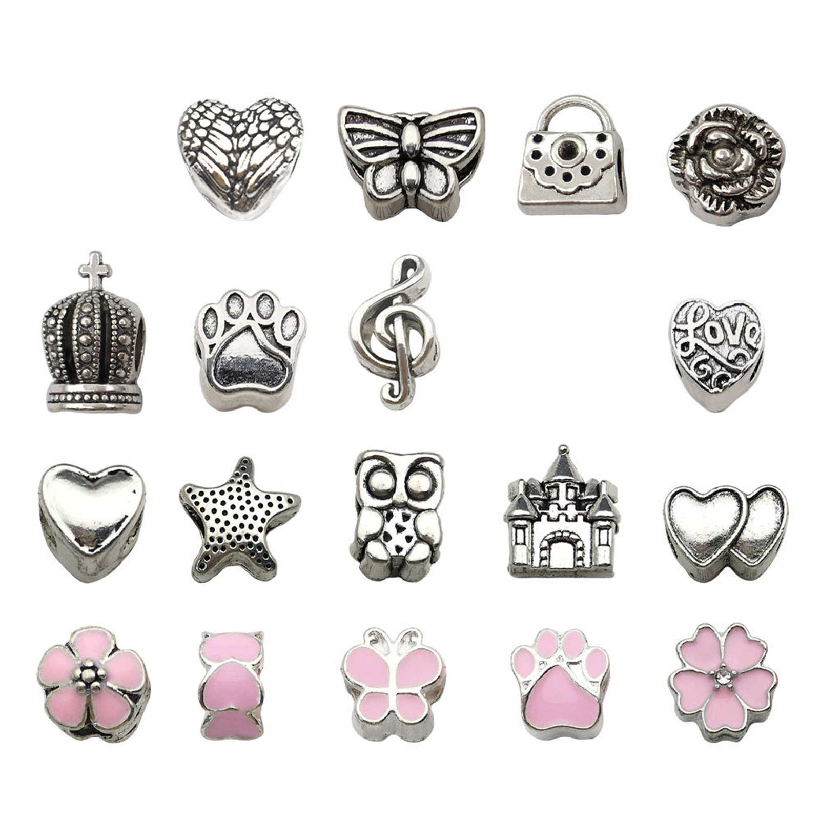 Kits de bijoux roses multicolores 14cm x 12cm, 1 ensemble de pendentifs de perles à grand trou pour Bracelet fait à la main, accessoires de matériaux artisanaux