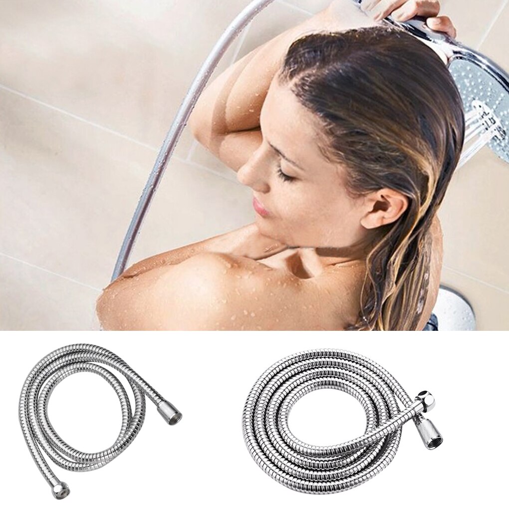 Recableght Stainless Steel Double Buckle Water Pipe Flexible Shower Hose Bathroom Soft Tube Accessories Durable Easy To Install