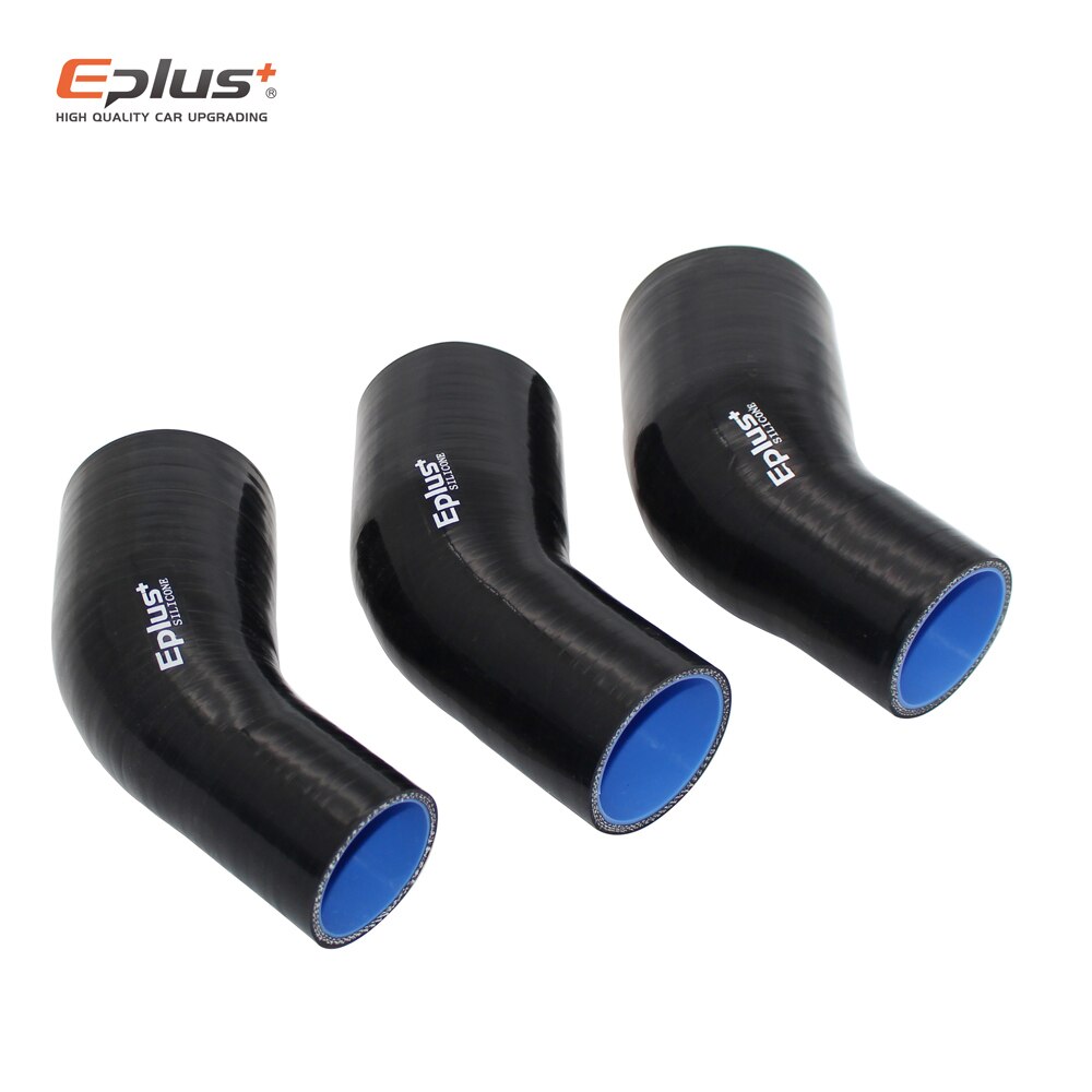 Universal 45 Degrees Reducer Silicone Tubing Braided Hose Car Intercooler Turbo Mechanical Plumbing Connecting Black Multi Size