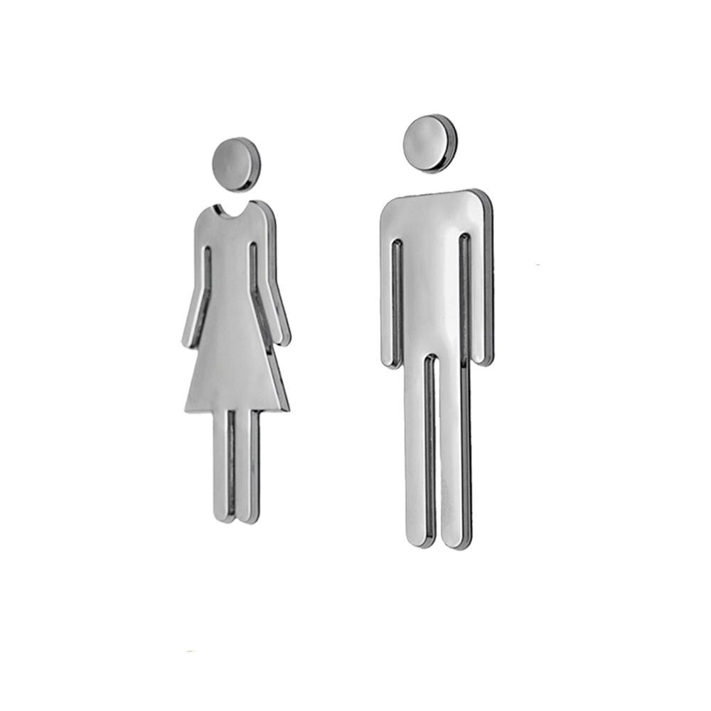 12cm Pair 3D Man Women Toilet Signs Bathroom Indicator Signpost Self Adhesive Toilet Door Sign Plate for Hotel Office Restaurant