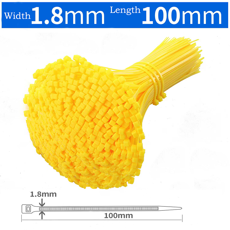100 Uds 3*100mm rojo amarillo azul verde brillante autoblocante bridas de plástico de nailon organizador de cables bridas con cremallera abrazaderas de barra de amarre: 4x200mm / YELLOW