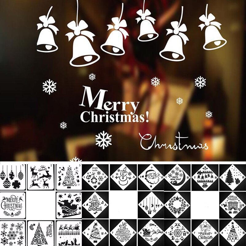 Plantillas de capas para álbum de recortes, plantilla decorativa para colorear, Feliz Navidad, copo de nieve, bricolaje, 8 unids/set por Set