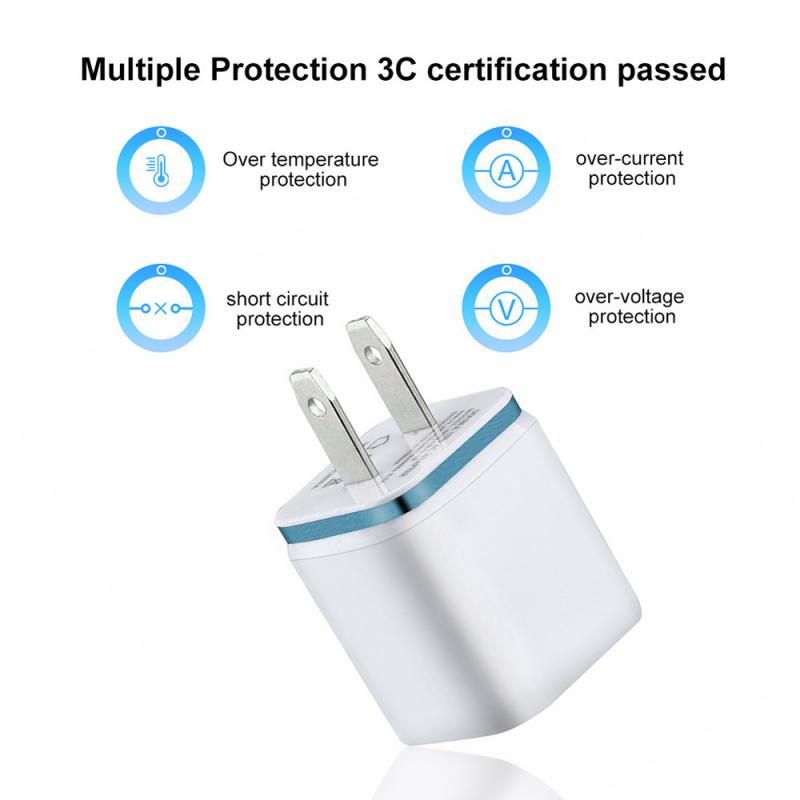 Cargador de enchufe de la UE y EE. UU., adaptador Universal inteligente, doble USB, adaptador de enchufe de viaje para hogar y oficina, accesorios para teléfono móvil