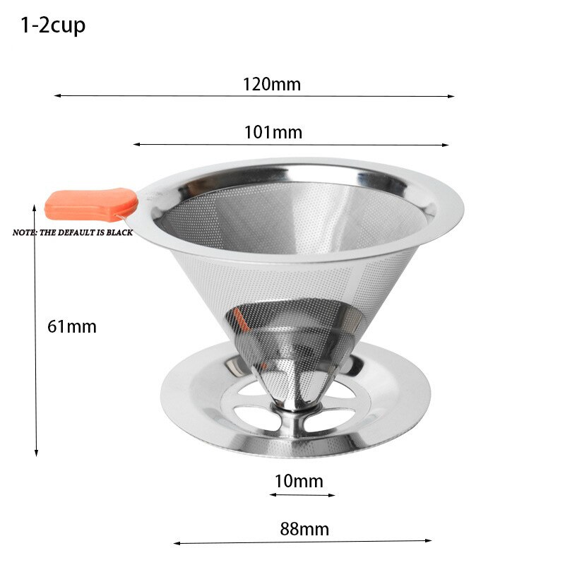 V60 rustfrit stål dryp filter med bund filterfri si hånd kaffe te perkolator genanvendelig kaffetragt: 1-2 kop 300