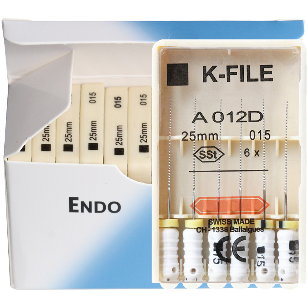 K-FILE Dental de acero inoxidable, limas de Endodoncia de uso manual, productos de laboratorio de odontología, 21/25/31mm, 10 paquetes/caja: Plata