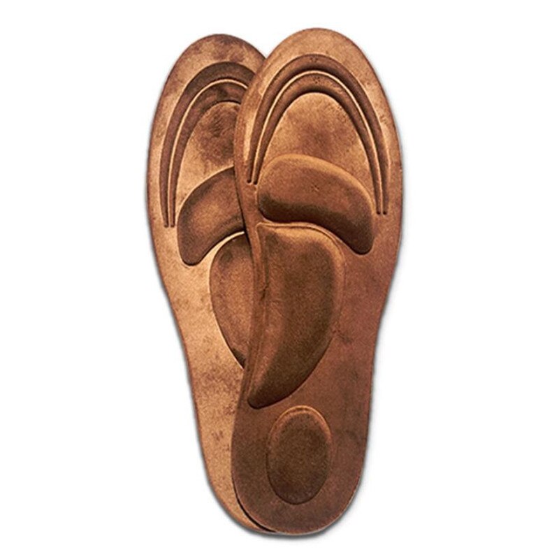 Semelles orthopédiques en daim 4D, mousse à mémoire de forme, Support d&#39;arc, chaussures de soins pieds plats, coussinets orthopédiques: Brown / EU 35-39