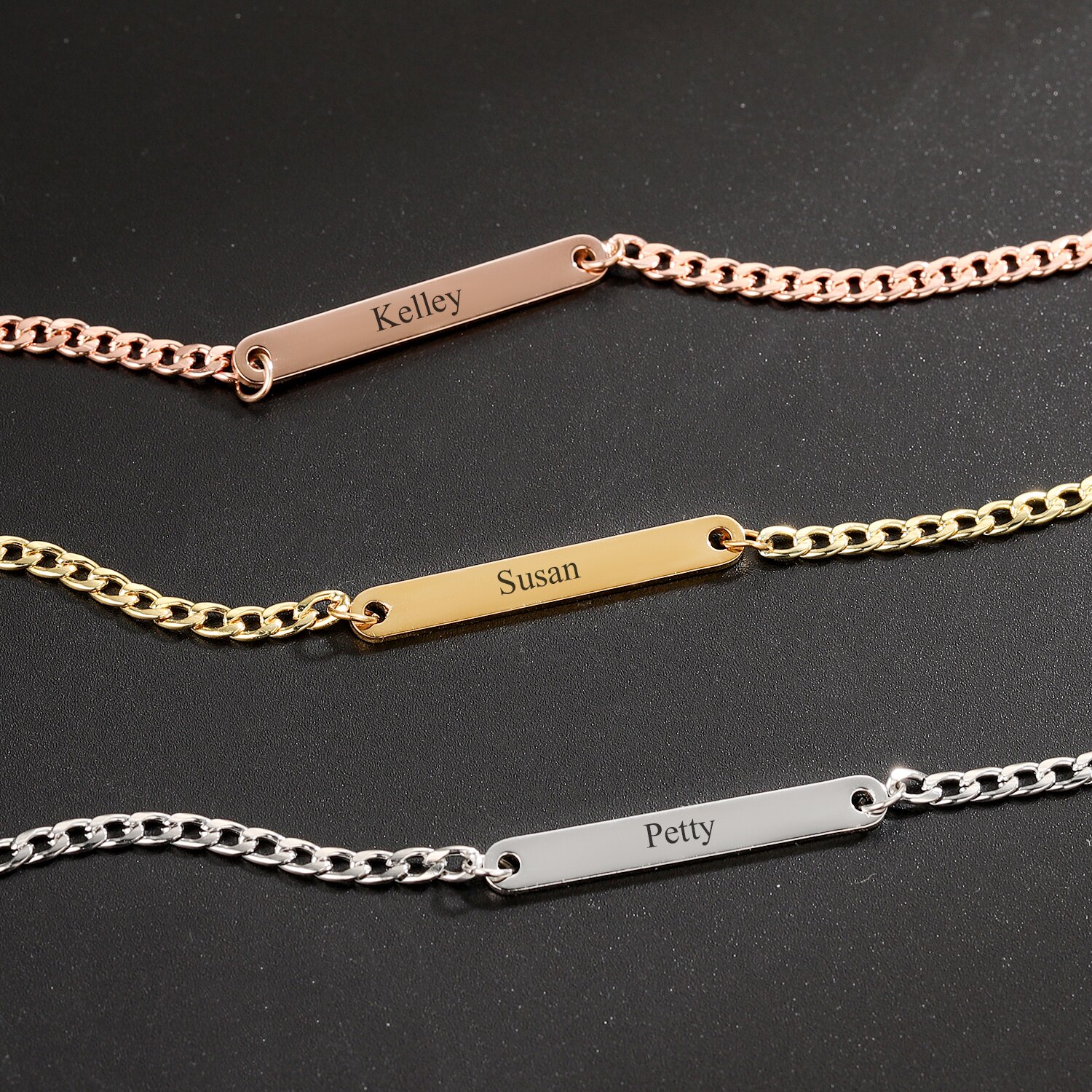 Pulseira personalizada com nome, bracelete de bebê personalizado, para mulheres e crianças, joias gravadas, nome, mensagem de amor, presente para bebê