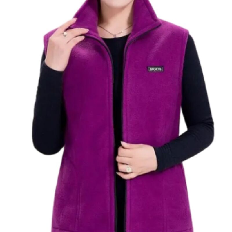 Primavera otoño mujer chaleco chaqueta de mediana edad Casual sólido sin mangas chaleco mujer bolsillo Chaleco corto