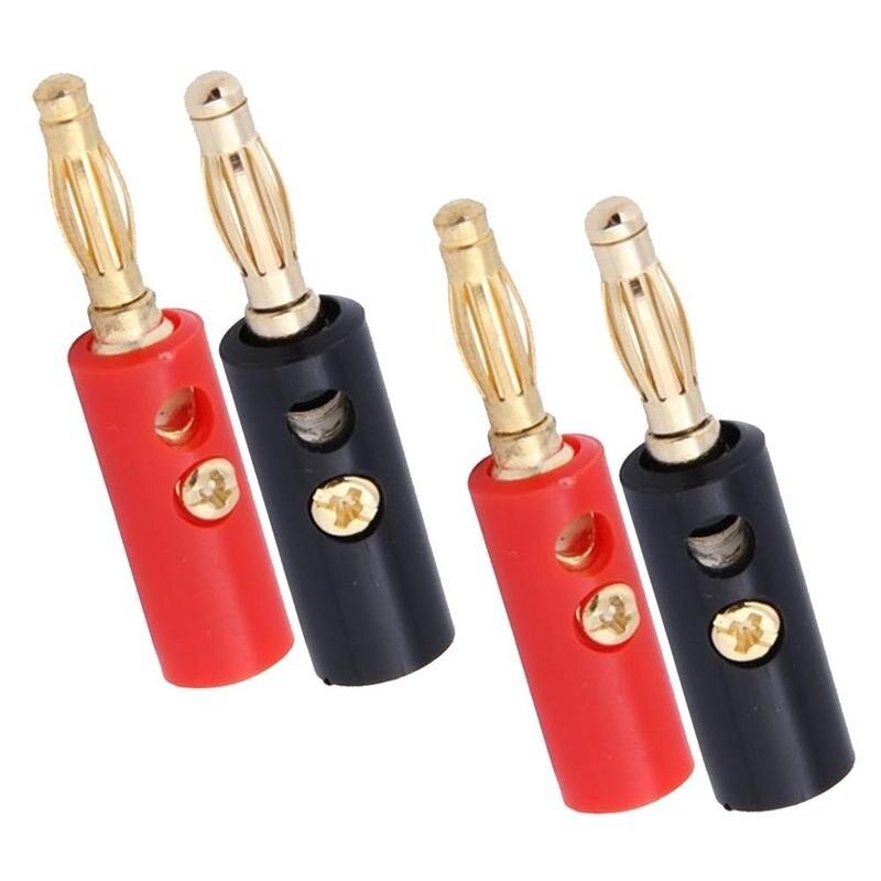 10Pcs Banaan Pluggen Audio Speaker Schroef Banana Goud Stekkers Voorraad Zwarte Plaat Connectors Facotry In Red Speaker 4mm Banan Z1F6