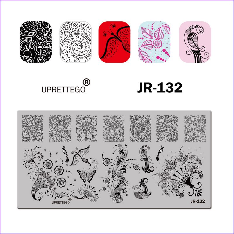 Stainless Steel Stamping Plate Template Xmas Dot Geometric Flower Bird Owl Pigeon Vintage Alphabet Nail Tool JR131-140: JR132