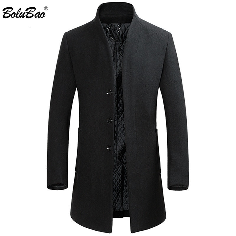BOLUBAO Winter Men Wool Blends Coats Brand Men's Trench Coat Slim Fit Tops Casual Wool Blends Coat Male
