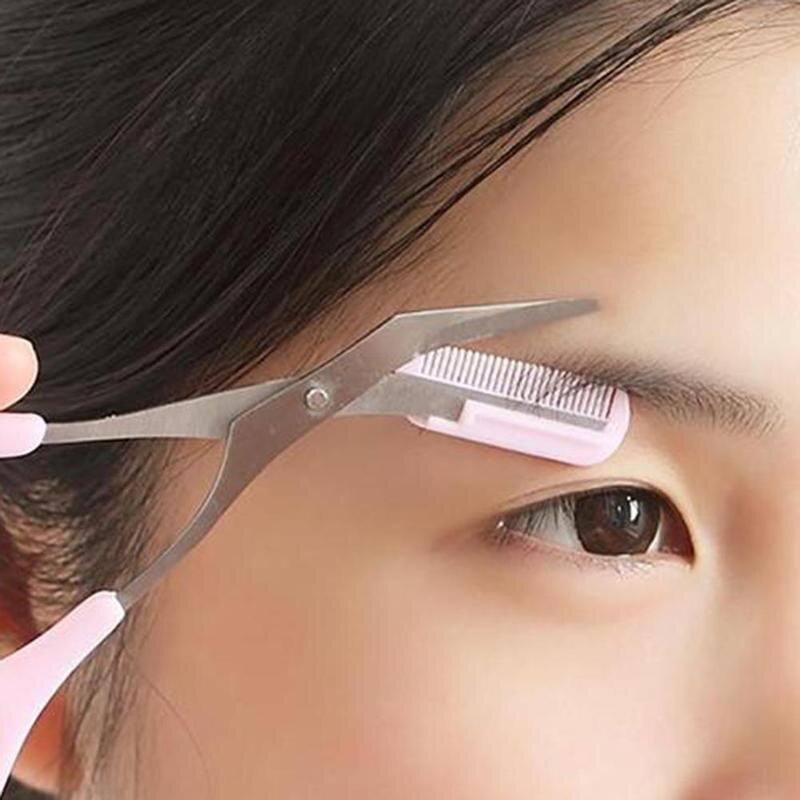 Coréen sourcils ciseaux cils cheveux ciseaux décapant tondeuse Maquiagem outils maquillage beauté sourcil peigne X0D5