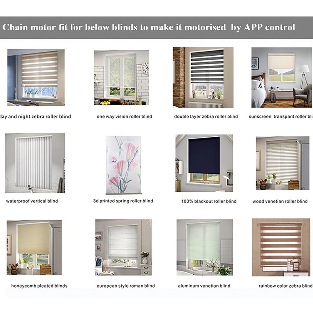 Home Blinds Drive Motor Shutter Control Chain Roller High Compatibility Shade Plug US By Smart Automation/Smartphone APP #734
