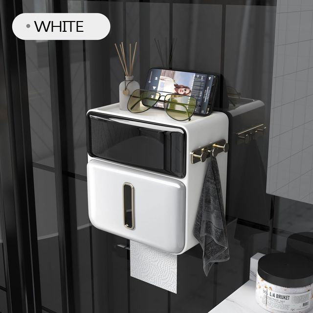 Toilettenpapierhalter zur Wandmontage, wasserdichte Taschentuchbox, Aufbewahrungsregal, Regal, Badezimmerzubehör: MULTI
