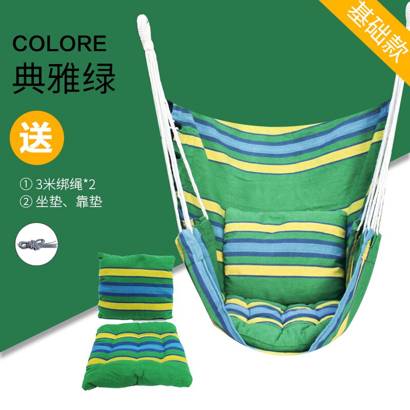 Havegynge med 2 puder udendørs camping hængestol hængende sovepose hængekøje seng: Bzdy-grøn