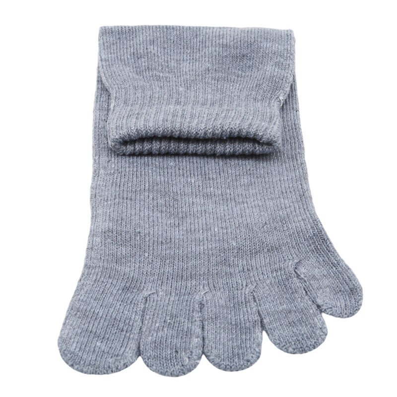 1 Paar Effen Wit Zwart Grijs Mannen Teen Sokken Bamboevezel Mannelijke Zomer Winter Katoenen Sokken Vijf/5 Vinger Sokken: Light gray