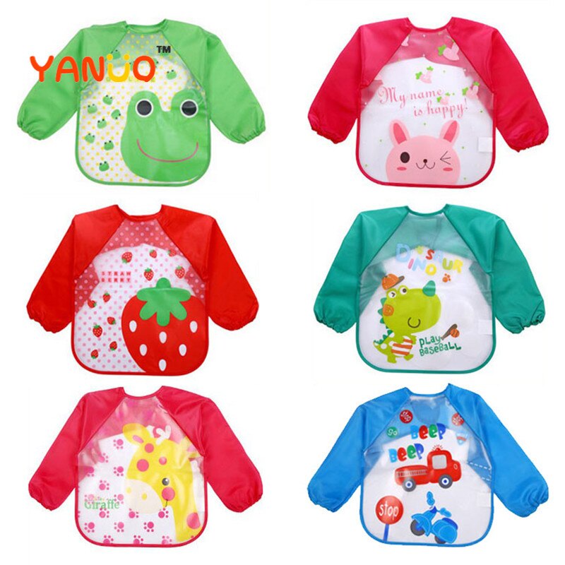 YANUO Baby Bib Cartoon Baby Wasserdicht Langarm Lätzchen Kinder Schürze Fütterung Kittel Bib Geeignet für Jungen und Mädchen 0-5Y tücher