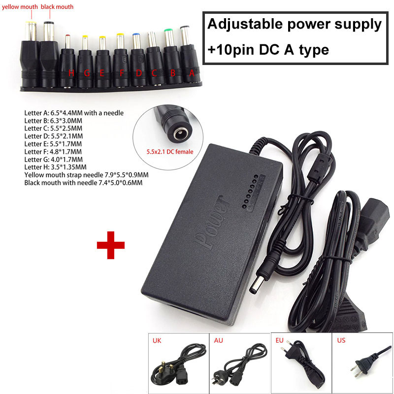 AC A DC 12V 15v 16v 18v 19v 24V Adattatore universale regolabile per caricabatterie Convertitore DC 96W per PC Laptop Eu US UK AU v: Beige / Regno unito